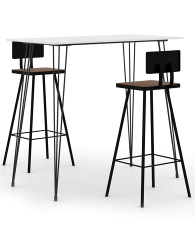 Ensemble de bar 3 pcs Blanc | Mobilier & Déco
