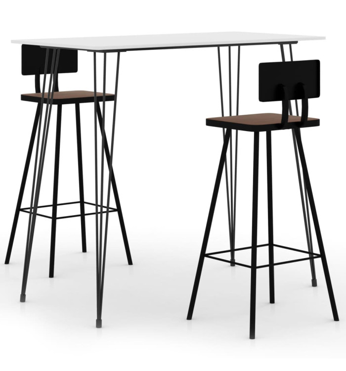 Ensemble de bar 3 pcs Blanc | Mobilier & Déco