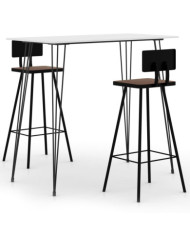 Ensemble de bar 3 pcs Blanc | Mobilier & Déco