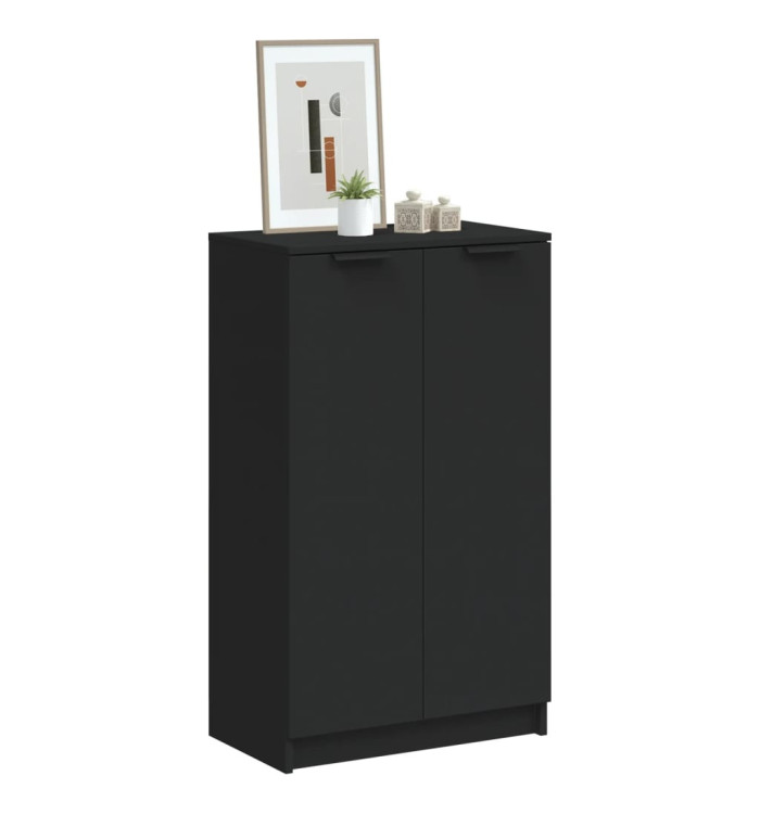 Armoire à chaussures noir 59x35x100 cm bois d'ingénierie | Mobilier & Déco