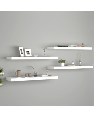 Étagères murales flottantes 4 pcs blanc 80x23,5x3,8 cm MDF | Mobilier & Déco