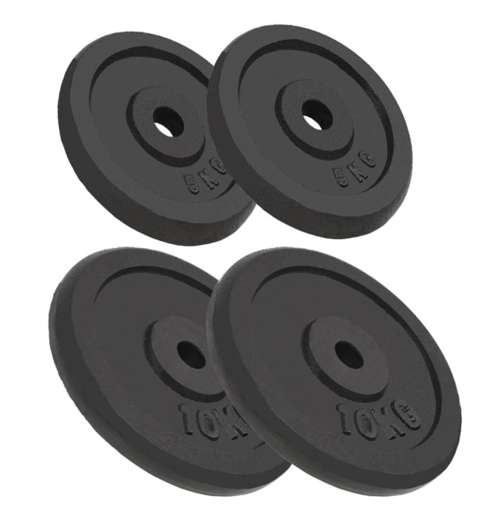 Plaque de poids 4 pcs 2 x 10 kg + 2 x 5 kg Fonte | Mobilier & Déco