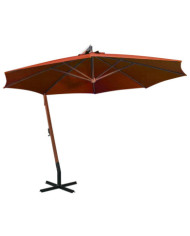 Parasol de jardin suspendu avec mât terre cuite bois de sapin | Mobilier & Déco