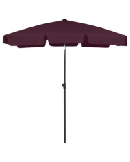 Parasol de plage rouge bordeaux 180x120 cm | Mobilier & Déco