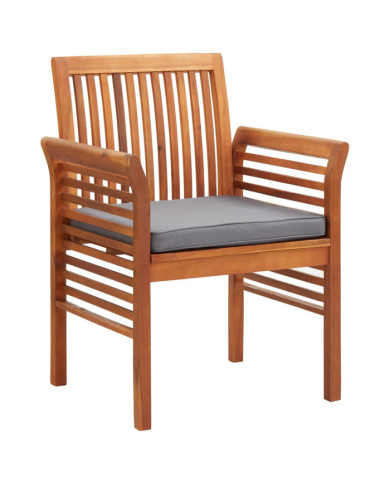 Chaise à dîner de jardin avec coussin Bois d'acacia massif | Mobilier & Déco
