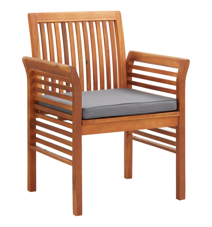 Chaise à dîner de jardin avec coussin Bois d'acacia massif | Mobilier & Déco