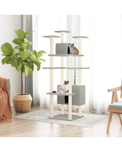 Arbre à chat avec griffoirs en sisal Gris clair 162 cm | Mobilier & Déco