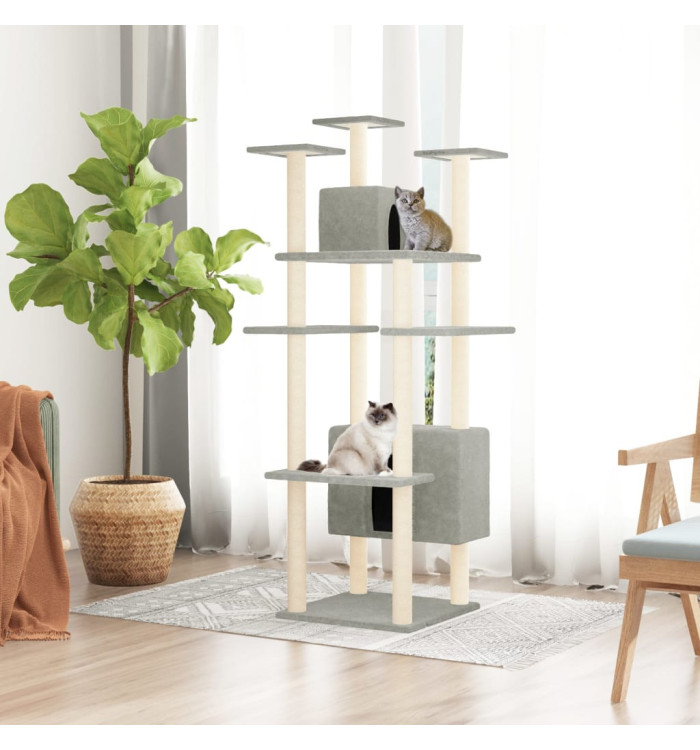 Arbre à chat avec griffoirs en sisal Gris clair 162 cm | Mobilier & Déco