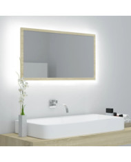 Miroir LED de salle de bain Chêne sonoma 80x8,5x37 cm Acrylique | Mobilier & Déco