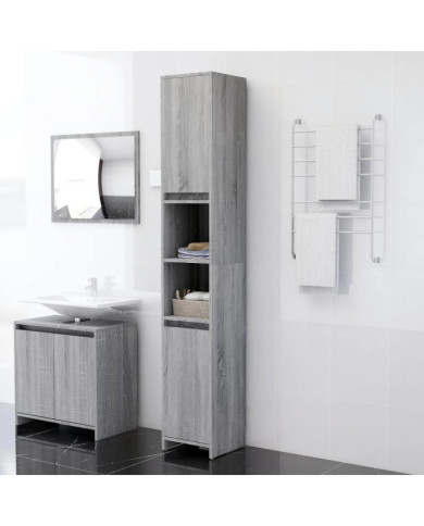 Armoire de bain Sonoma gris 30x30x183,5 cm Bois d'ingénierie | Mobilier & Déco