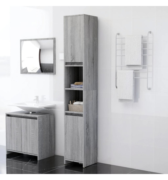 Armoire de bain Sonoma gris 30x30x183,5 cm Bois d'ingénierie | Mobilier & Déco