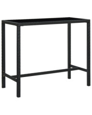 Table bar de jardin Noir 130x60x110 cm Résine tressée et verre | Mobilier & Déco