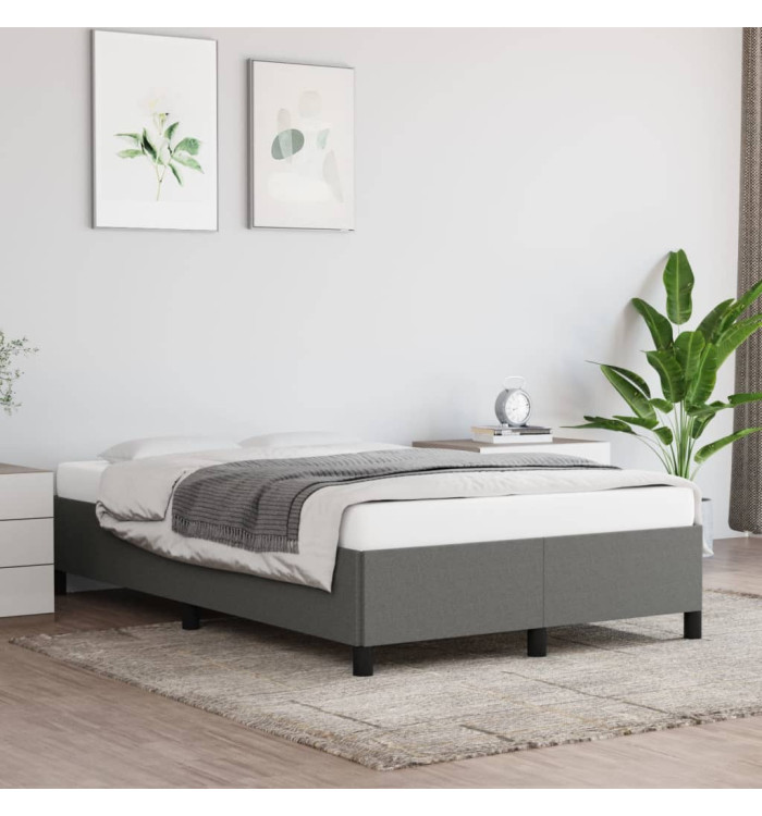 Cadre de lit sans matelas gris foncé 120x200 cm tissu | Mobilier & Déco
