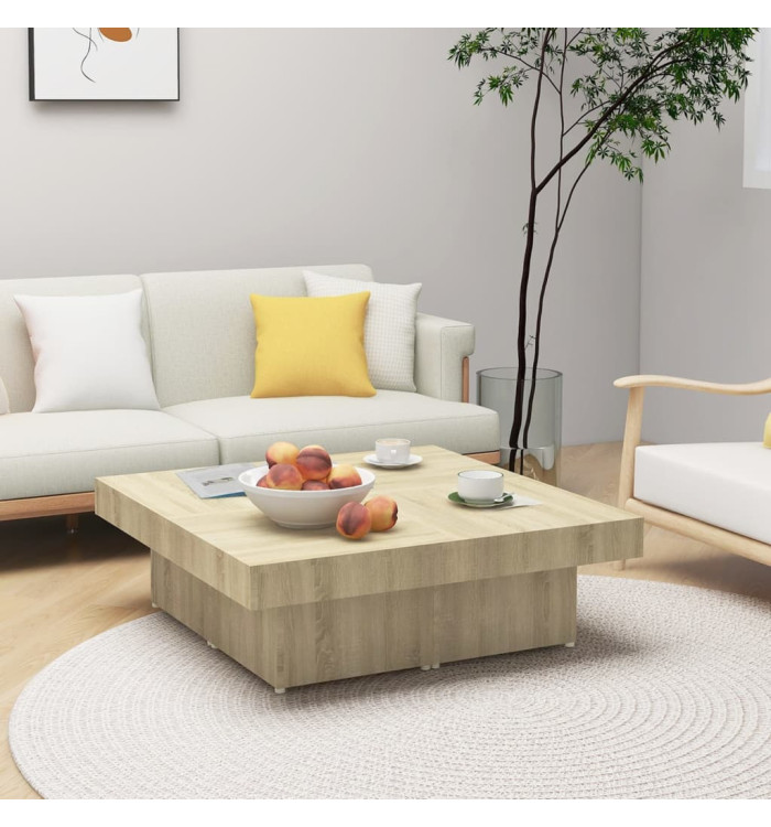 Table basse chêne sonoma 90x90x28 cm bois d'ingénierie | Mobilier & Déco