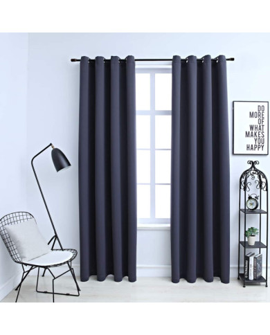 Rideaux occultants avec anneaux Métal 2pcs Anthracite 140x245cm | Mobilier & Déco