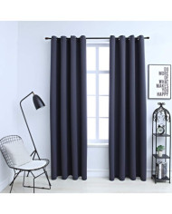 Rideaux occultants avec anneaux Métal 2pcs Anthracite 140x245cm | Mobilier & Déco