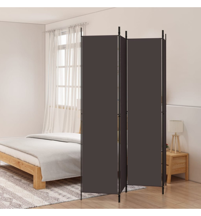 Cloison de séparation 4 panneaux Marron 200x220 cm Tissu | Mobilier & Déco