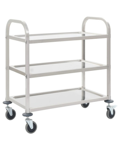 Chariot de cuisine à 3 niveaux 96,5x55x90 cm Acier inoxydable | Mobilier & Déco