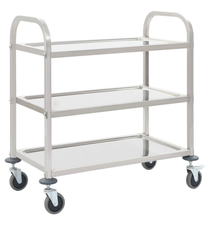 Chariot de cuisine à 3 niveaux 96,5x55x90 cm Acier inoxydable | Mobilier & Déco