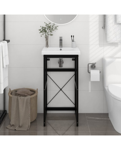 Cadre de lavabo de salle de bain Noir 40x38x83 cm Fer | Mobilier & Déco