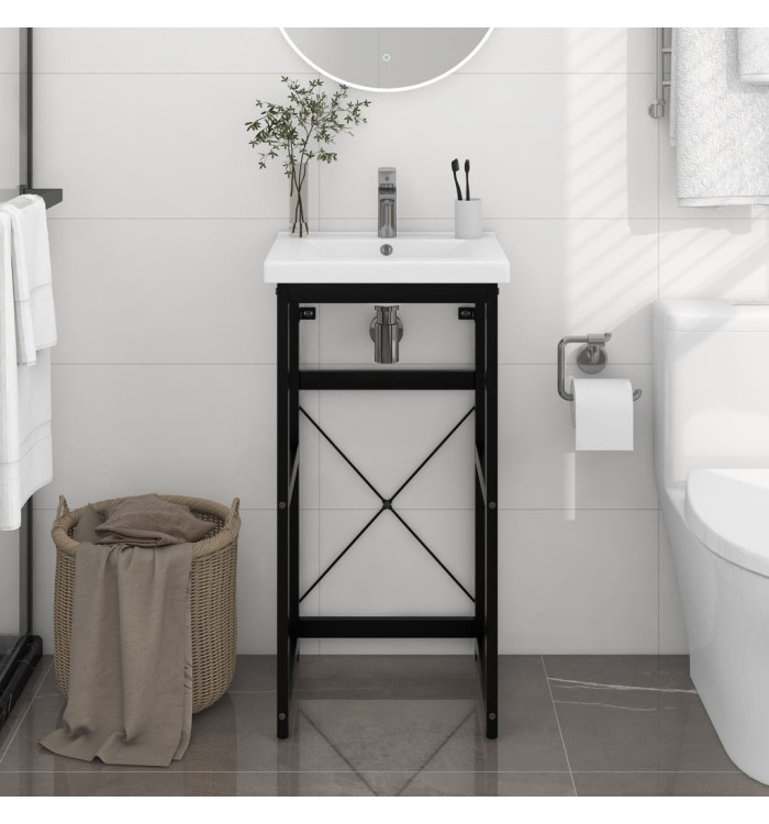 Cadre de lavabo de salle de bain Noir 40x38x83 cm Fer | Mobilier & Déco