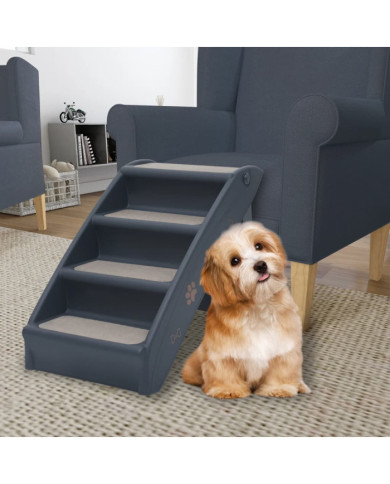 Escalier pliable à 4 marches pour chiens Gris foncé | Mobilier & Déco
