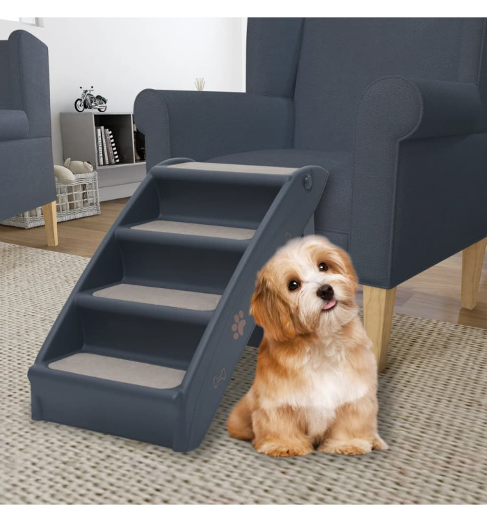 Escalier pliable à 4 marches pour chiens Gris foncé | Mobilier & Déco