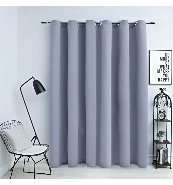 Rideau occultant avec anneaux en métal Gris 290x245 cm | Mobilier & Déco