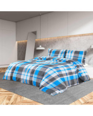Ensemble de housse de couette Bleu et gris 220x240 cm Coton | Mobilier & Déco