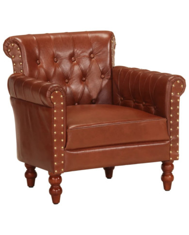 Fauteuil Marron Cuir de chèvre véritable | Mobilier & Déco