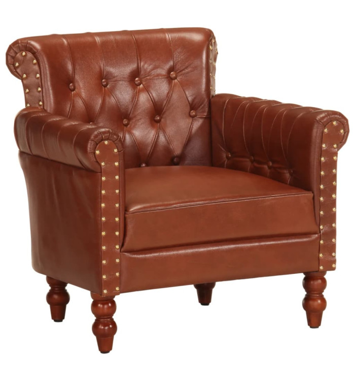Fauteuil Marron Cuir de chèvre véritable | Mobilier & Déco