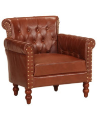Fauteuil Marron Cuir de chèvre véritable | Mobilier & Déco