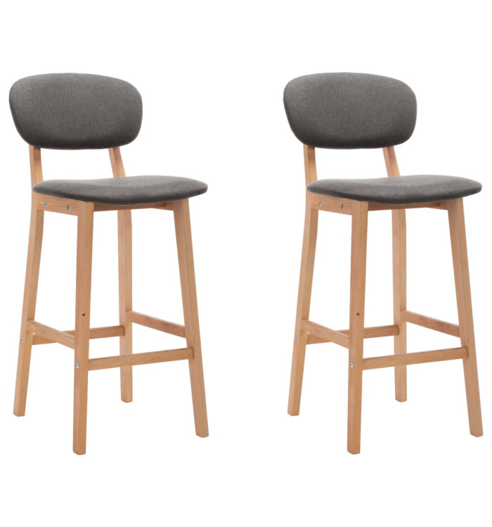 Tabourets de bar lot de 2 gris clair tissu | Mobilier & Déco