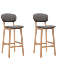 Tabourets de bar lot de 2 gris clair tissu | Mobilier & Déco