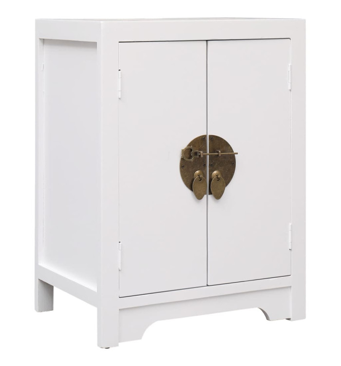Table de chevet Blanc 38 x 28 x 52 cm Bois de Paulownia | Mobilier & Déco