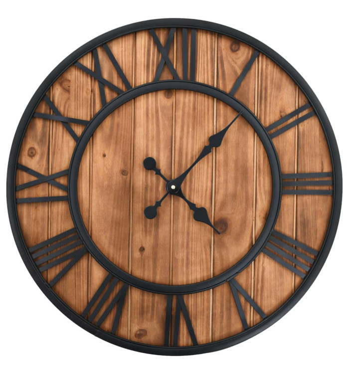 Horloge murale vintage à quartz Bois et métal 60 cm XXL | Mobilier & Déco