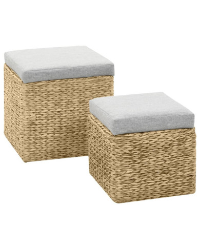 Repose-pied lot de 2 Jacinthe d'eau Gris | Mobilier & Déco