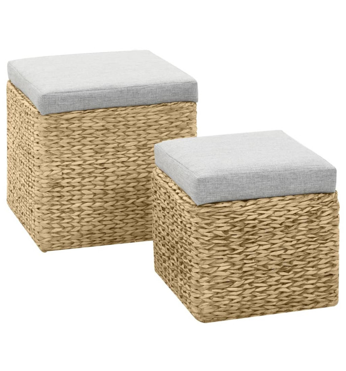 Repose-pied lot de 2 Jacinthe d'eau Gris | Mobilier & Déco
