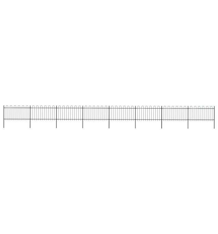Clôture de jardin avec dessus en cerceau Acier 13,6 x 1 m Noir | Mobilier & Déco