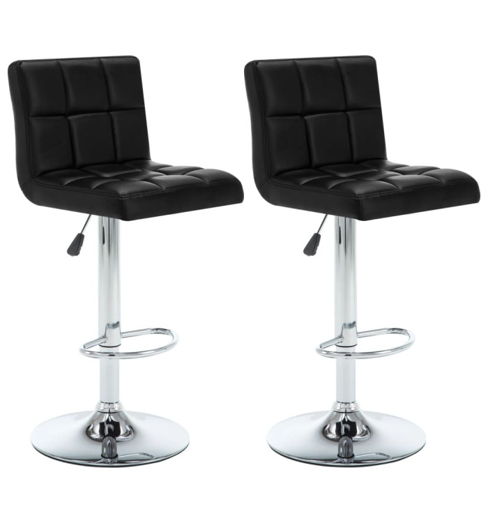 Tabourets de bar lot de 2 noir similicuir | Mobilier & Déco