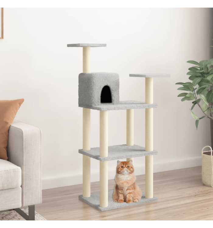 Arbre à chat avec griffoirs en sisal gris clair 118,5 cm | Mobilier & Déco