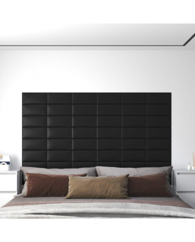 Panneaux muraux 12 pcs Noir 30x15 cm Similicuir 0,54 m² | Mobilier & Déco