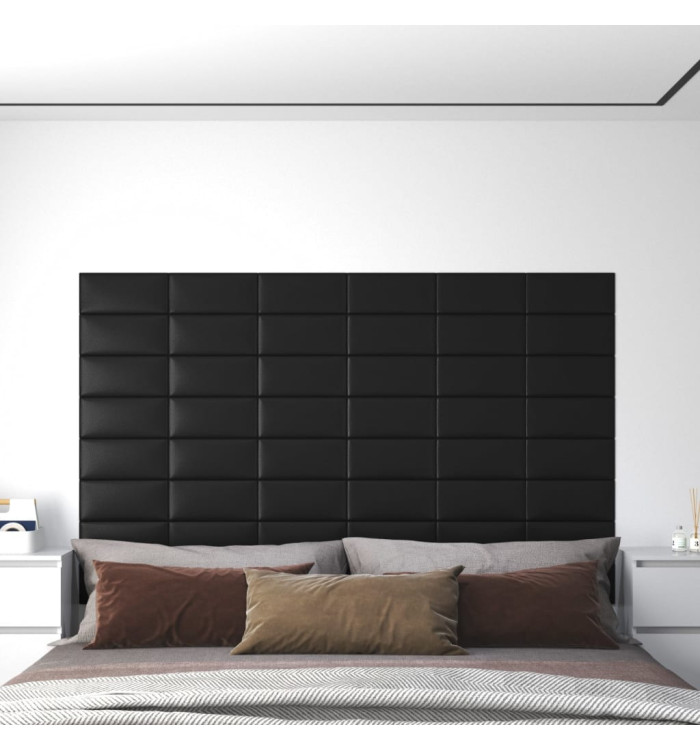 Panneaux muraux 12 pcs Noir 30x15 cm Similicuir 0,54 m² | Mobilier & Déco