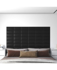 Panneaux muraux 12 pcs Noir 30x15 cm Similicuir 0,54 m² | Mobilier & Déco