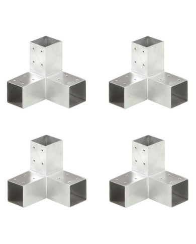 Connecteurs de poteau 4 pcs Forme en Y Métal galvanisé 71x71 mm | Mobilier & Déco