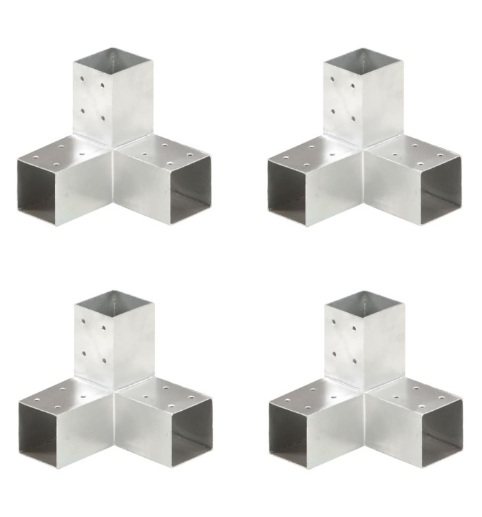 Connecteurs de poteau 4 pcs Forme en Y Métal galvanisé 71x71 mm | Mobilier & Déco