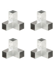 Connecteurs de poteau 4 pcs Forme en Y Métal galvanisé 71x71 mm | Mobilier & Déco