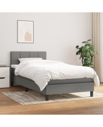 Sommier à lattes de lit et matelas Gris foncé 90x190 cm Tissu | Mobilier & Déco
