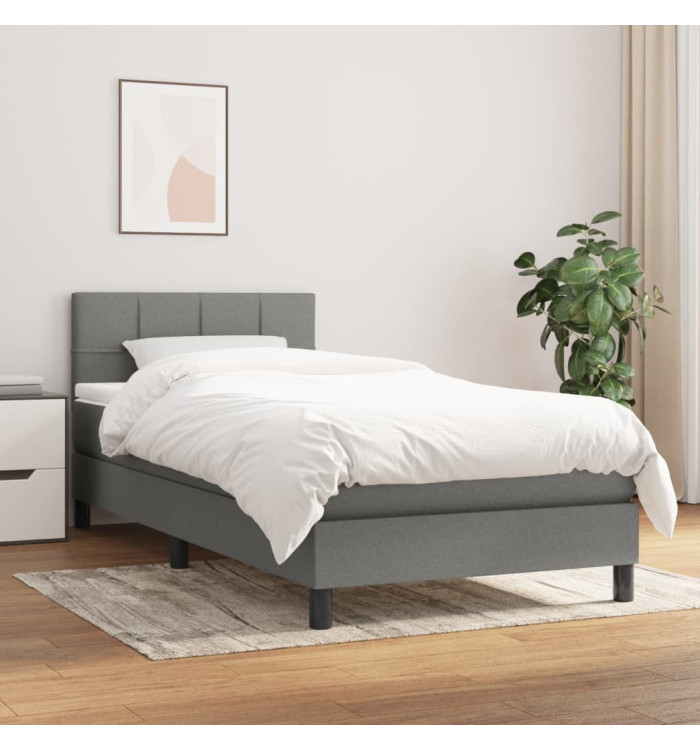 Sommier à lattes de lit et matelas Gris foncé 90x190 cm Tissu | Mobilier & Déco