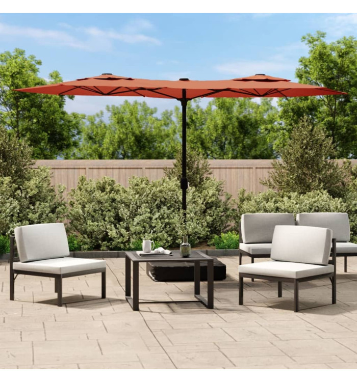 Parasol de jardin à double tête avec LED terre cuite 316x240 cm | Mobilier & Déco
